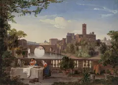 Franz Ludwig Catel, Blick auf Rom, Um 1813, Öl auf Bütten, auf Karton aufgezogen
