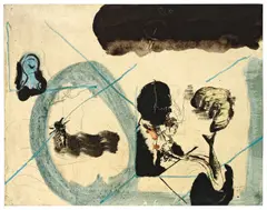 Ohne Titel by Neo Rauch, 1994, Öl, Farbkreide, Bleistift und Schellack auf Bütten, sold Nov 2013