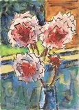 Pfingstrosen by Karl Schmidt-Rottluff, Um 1958, Aquarell und Tuschpinsel auf Fabriano-Velin, sold Nov 2008