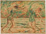 Tanzende Mädchen an der Ostsee by Christian Rohlfs, 1926, Wassertempera auf genarbtem Zanders-Velin (Wasserzeichen JWZanders 1923), sold May 2008