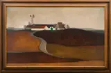 Vlastimil Beneš, Farm in Brown Fields, 1965, oil, canvas