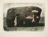 Kamil Lhoták, Boulder with Mysterious Markings, 1967, lithography, paper
