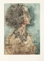 Jiří Anderle, Donna Simonetta Vespucci, 1974, drypoint, mezzotint, paper