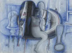 Jindra Husáriková, Lonely, 1970s, mixed media, tempera, cardboard