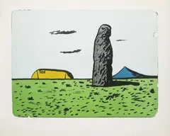 Kamil Lhoták, Menhir, 1980, lithography, paper
