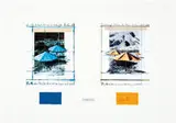 The Umbrellas, Joint Project for Japan and U.S.A. by Christo, 1991, Color offset lithograph and fabric collage on two sheets of paper mounted to museum board, sold Feb 2014