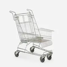 Shopping cart chair by Tom Sachs, c. 1993, chrome-plated steel, rubber, plastic, sold Mar 2022