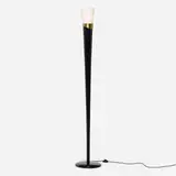 Max Ingrand, Rare floor lamp, model 2059, c. 1958, lacquered wood, brass, frosted glass