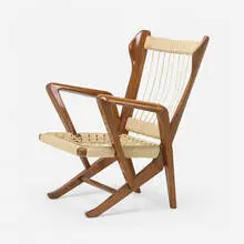Guglielmo Pecorini, Armchair, c. 1942, walnut, rope