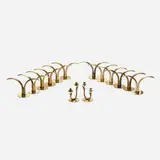 Ystad, Collection of fourteen candlesticks, c. 1950, brass