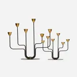 Gunnar Ander, Candelabra, set of two, c. 1950, enameled steel, brass