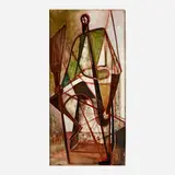 Louise Pershing, The Sweeper, oil on Masonite