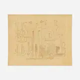 Ruth Sharon, Involvement, 1973, ink and watercolor on silk mat board