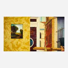 David Bierk, Systemic Destruction to Constable and Della Francesca, 1990, oil on canvas and plywood with glass