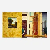 David Bierk, Systemic Destruction to Constable and Della Francesca, 1990, oil on canvas and plywood with glass