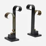 Art Déco, Andirons, pair, c. 1930, enameled steel, brass