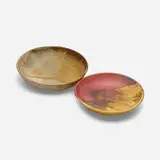 Plates, set of two by Toshiko Takaezu, glazed stoneware, glazed porcelain, sold Mar 2022