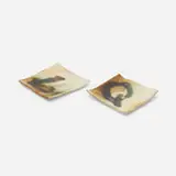 Plates, set of two by Toshiko Takaezu, glazed stoneware, sold Mar 2022