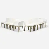 Restoration Hardware, Morgan dining chairs, set of ten, c. 2015, linen upholstery, oak