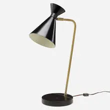Gerald Thurston, Desk lamp, c. 1955, enameled aluminum and steel, brass, black quartz