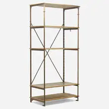 Theodore Scherf, Shelving unit, c. 1910, oak, enameled iron