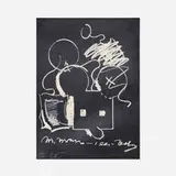 Claes Oldenburg, M. Mouse (with) 1 Ear (equals) Tea Bag Blackboard Version (1965) (from The New York Collection for Stockholm portfolio), 1973, lithograph and screenprint, hand-dusted with chalk