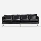 Sofa by Modern, c. 1960, chrome-plated steel, leather, sold Mar 2022