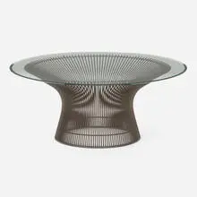 Coffee table by Warren Platner, 1975, enameled steel, glass, sold Mar 2022