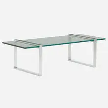 Coffee table by Modern, c. 1975, chrome-plated steel, glass, sold Mar 2022