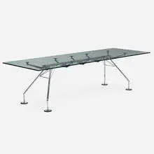 Norman Foster, Nomos table, 1987, glass, chrome-plated steel, aluminum, plastic, rubber