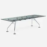 Norman Foster, Nomos table, 1987, glass, chrome-plated steel, aluminum, plastic, rubber