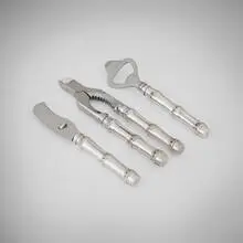 Dunhill, Bamboo three-piece bar set, c. 1970, sterling silver, stainless steel