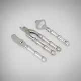 Dunhill, Bamboo three-piece bar set, c. 1970, sterling silver, stainless steel