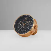 Audemars Piguet, Code 11.59 table clock, 2021, gilt stainless steel, glass