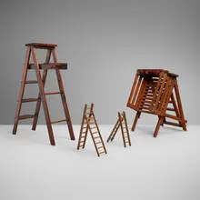 19th Century, Collection of four salesman sample ladders, walnut