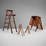 19th Century, Collection of four salesman sample ladders, walnut
