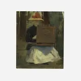 (Late 19th Century, Artist with Box, oil on canvas laid to board