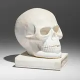 19th Century, Monumental Memento Mori skull on book, marble