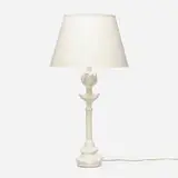 Alberto Giacometti, Tête de Femme table lamp, c. 1995, painted plaster, linen shade