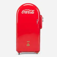 F.L. Jacobs Co., Coca-Cola vending machine, model JSC-26, c. 1965, enameled steel, aluminum, chrome-plated metal