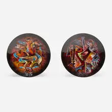 Karl Drerup, Dishes, set of two, c. 1955, enameled copper