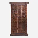 Dogon, Door with wall supports, carved and stained wood