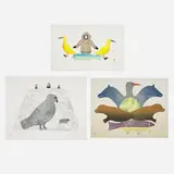 Kingmeata Etidlooie, Three works, stonecut and stencil in colors; lithograph in colors; lithograph in colors
