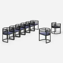 Richard Meier, Armchairs model 810A, set of eight, 1982, lacquered maple, upholstery