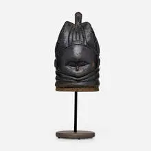 Mende, Sowei helmet mask, wood, black pigment