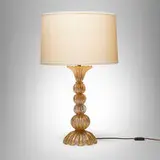 Barovier and Toso, Table lamp, glass with gold inclusions, fabric shade
