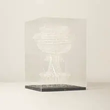 Irving Harper, Untitled, paper construction and monofilament thread suspended in acrylic box