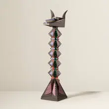 Untitled (Dog Totem) by Irving Harper, paper construction with doll eyes, sold Jan 2016