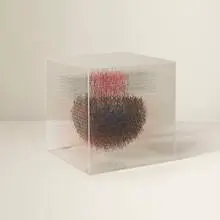 Irving Harper, Untitled, paper and string construction suspended in acrylic box