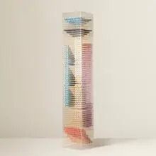 Irving Harper, Untitled, paper and wood construction suspended in acrylic box